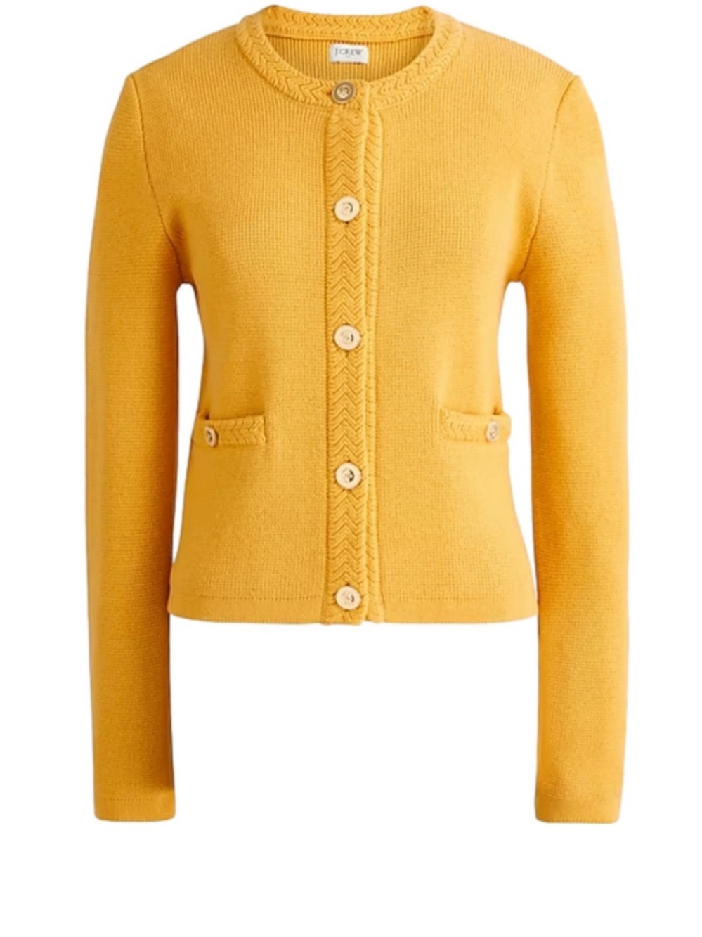 J. Crew Cotton Lady Jackie Cardigan Sweater Golden Yellow Button-Front Knit